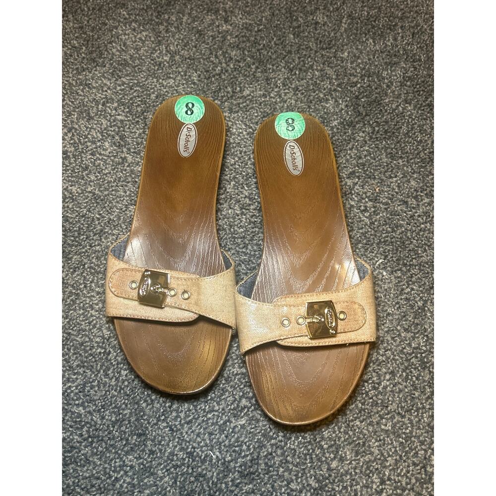 Dr scholls classic sandals striped brown rubber size 8